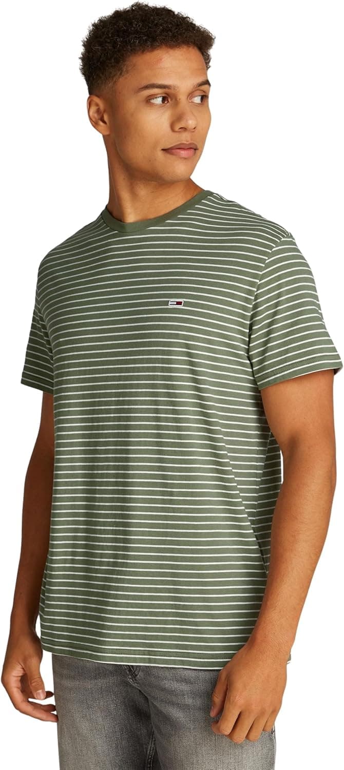 Tommy Jeans Slim Stripe | T-shirt de manga curta para homem em verde