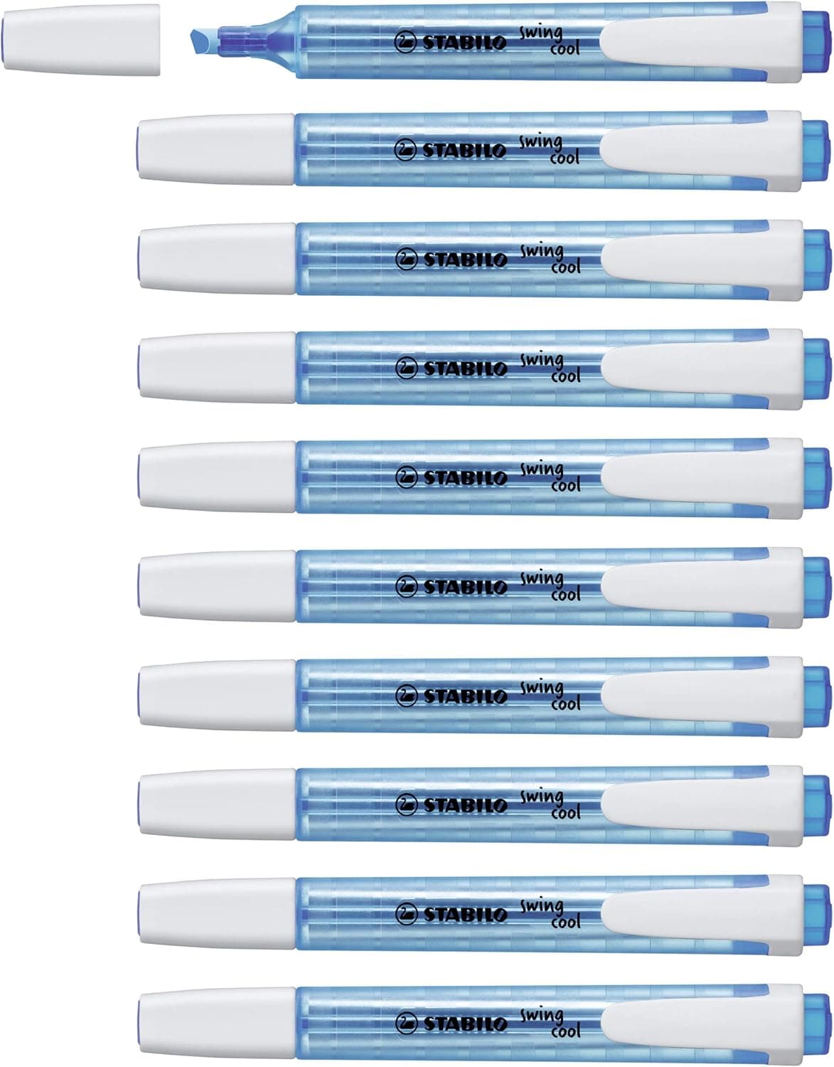 Marcador fluorescente STABILO swing cool - caixa com 10 unidades - cor azul
