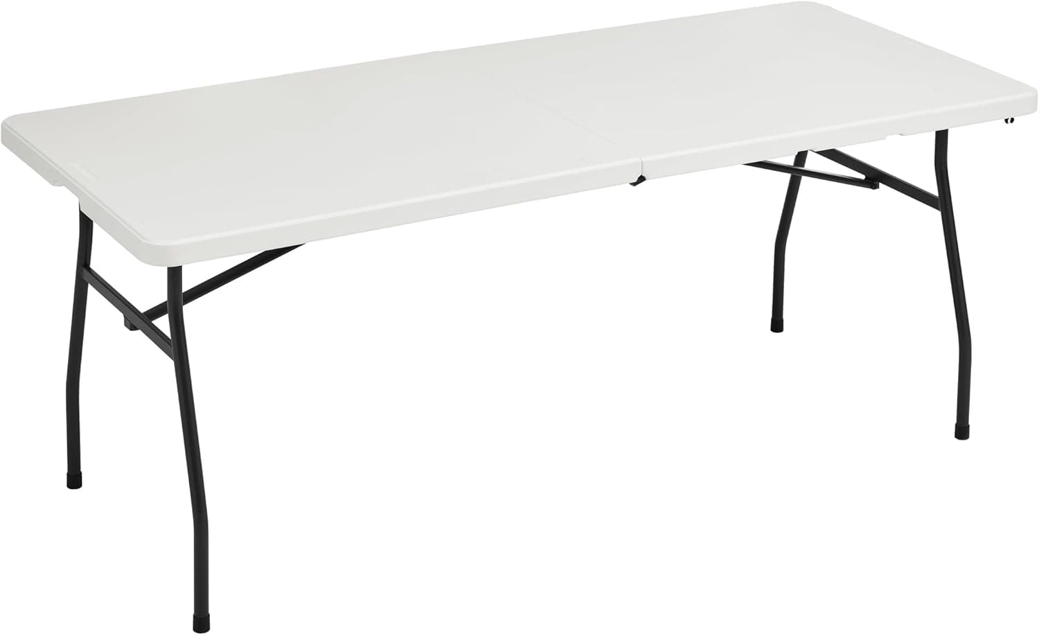 Amazon Basics - Mesa dobrável retangular de 1,8 m, com alça de transporte, para interiores e exteriores, portátil, leve, mesa de viagem, piquenique, camping, cor branca, 182 x 75 x 73 cm