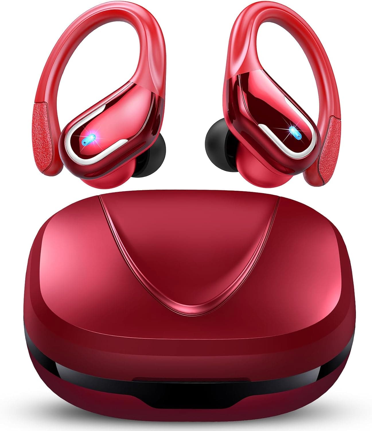 Auriculares sem fios desportivos, novos auriculares Bluetooth 5.4 com HD Mic, 75H capacetes sem fios Bluetooth HiFi estéreo, cancelamento de ruído ENC auriculares Running, IP7 impermeável / ecrã LED