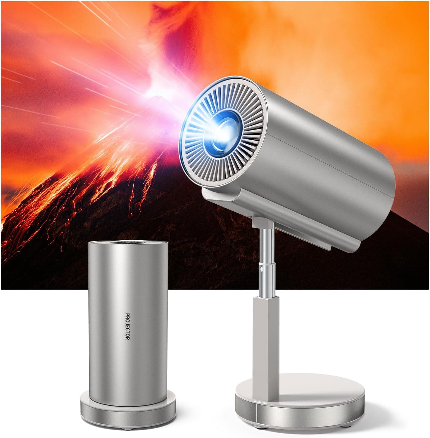 Bisofice Mini projetor 4K com WiFi 6 e BT 5.0, 18000 Lux projetor portátil compatível com keystone automático, altura ajustável e giratório de 90°, projetor para telefone/PC/TV Box