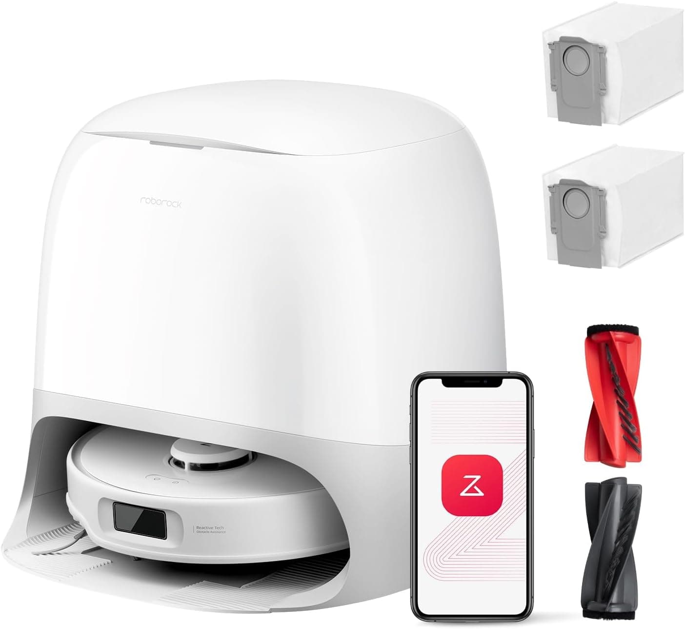 Roborock Qrevo Curv S5X Set | Robot aspirador com sucção HyperForce® de 18500 Pa, sistema antienredos, escovas FlexiArm™, mopa elevável, navegação precisa e base multifunções 3.0
