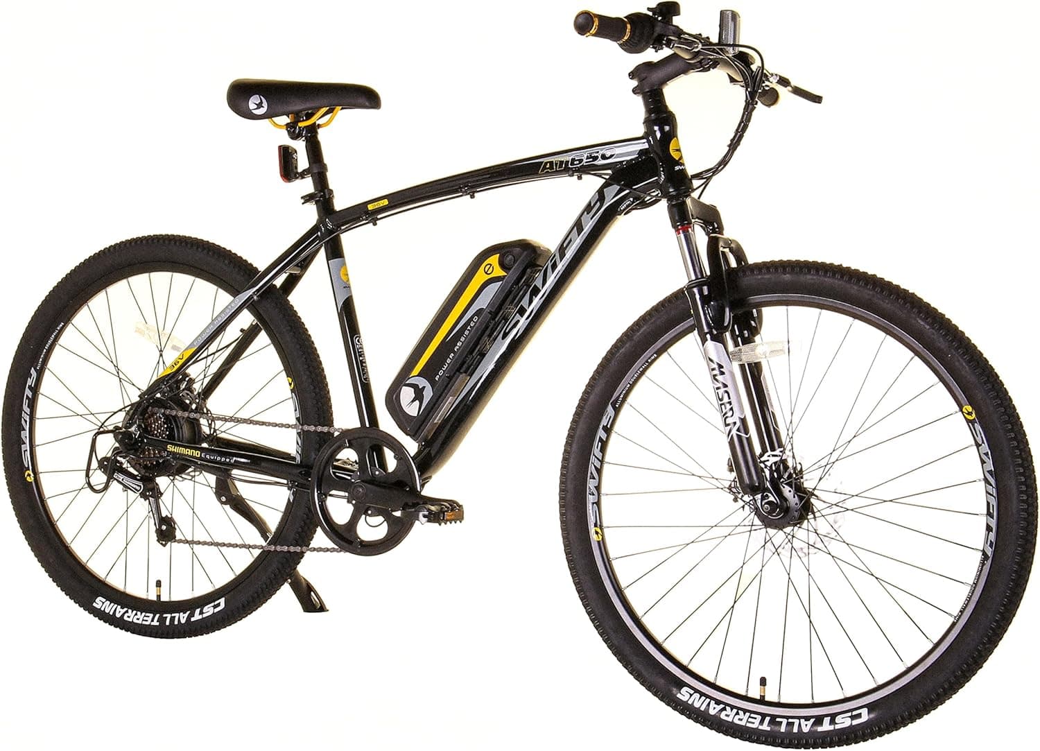 Swifty Mountain Ebike Bicicleta elétrica todo-o-terreno - Bicicleta ideal para o trabalho com mudanças Shimano de 7 velocidades e travões de disco - até 25 quilómetros com uma carga - para adultos