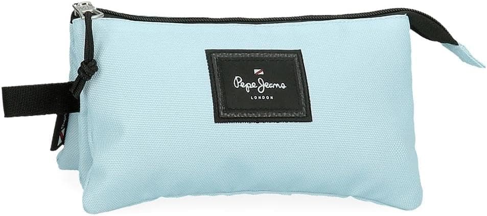 Pepe Jeans Aris Estojo triplo 22 x 12 x 5 cm fabricado em poliéster, tamanho para mochila e carteira, de Joumma Bags, azul claro, Estojo triplo