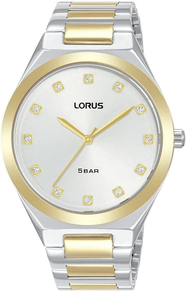 Relógio de quartzo analógico Lorus para mulheres com pulseira de metal