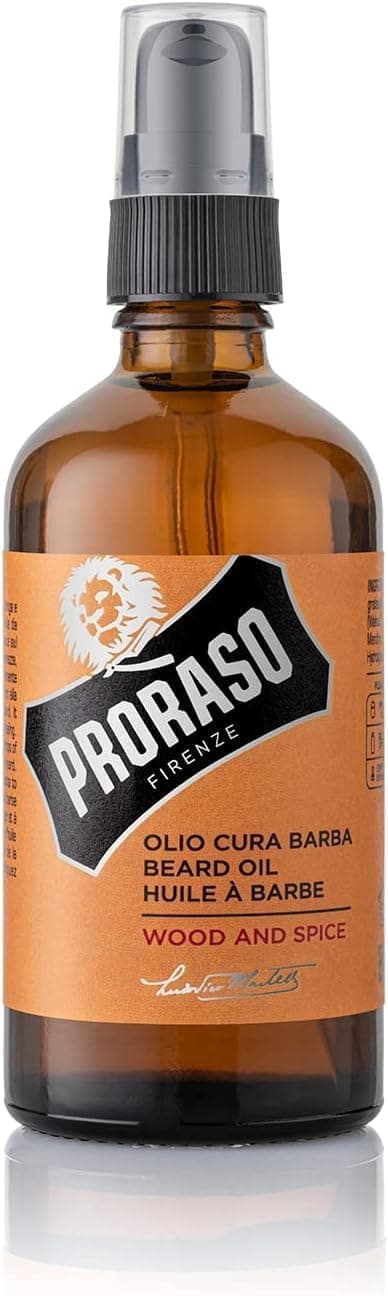 Proraso Óleo de barba, Wood & Spice, 100 ml, óleo suavizante e nutritivo para o cuidado barba homem com aroma de cedro e citrinos.