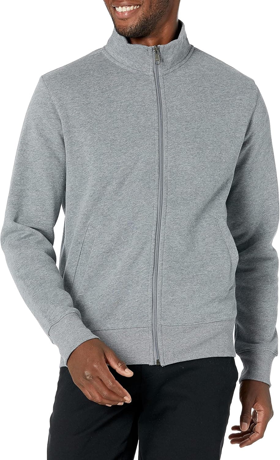Amazon Essentials Casaco de forro polar com gola Perkins e fecho de correr completo para homem