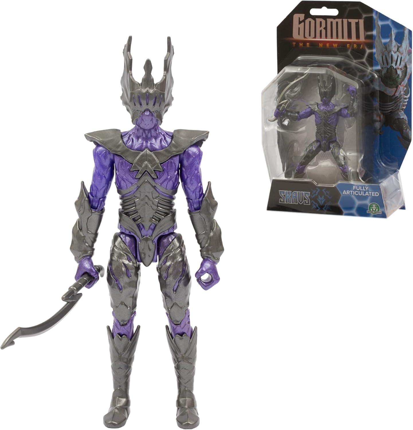 GORMITI THE NEW ERA - Figura de 15 cm do vilão Skavs, armadura de remoção e coloca, cores brilhantes e acabamentos metálicos, 9 pontos de articulação, famosa (GRV21200)