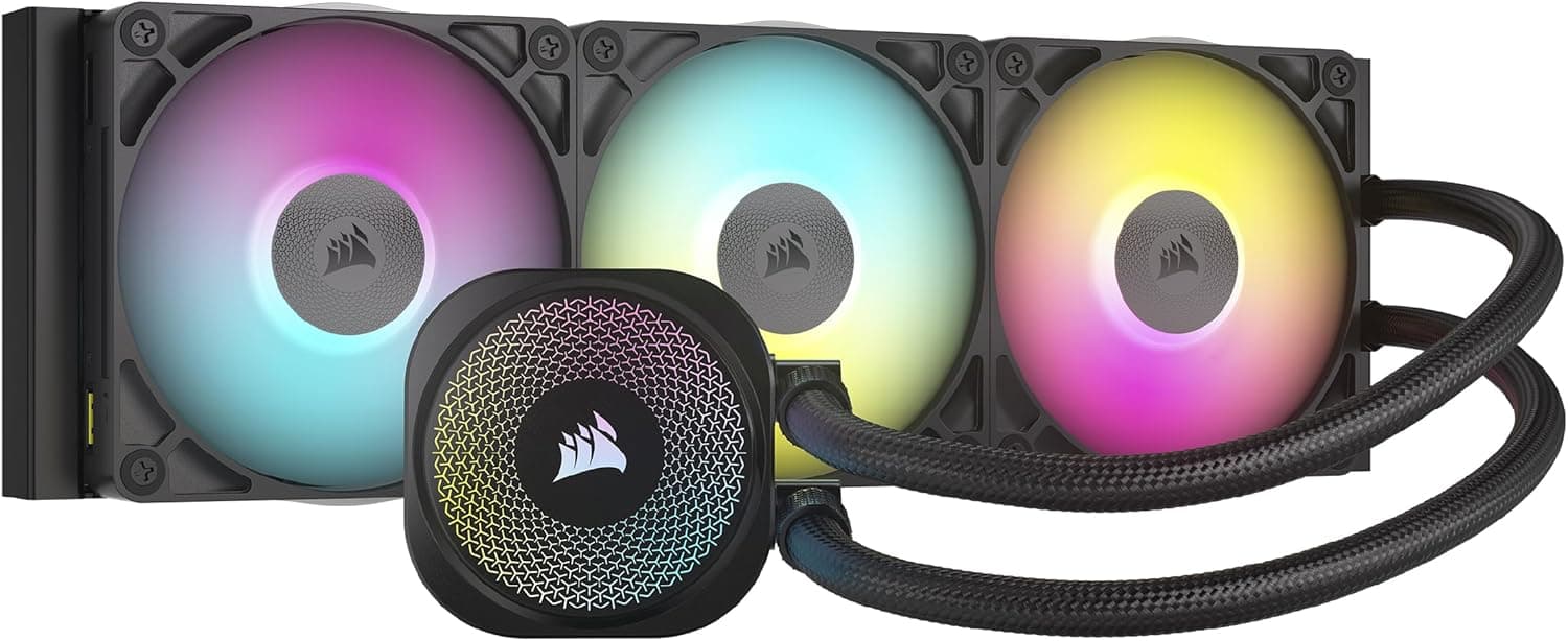 CORSAIR iCUE LINK TITAN 360 RX Refrigerador líquido RGB para CPU, 360 mm AIO, 3 x RX120 ventoinhas RGB incluídas, compatível com Intel LGA 1851/1700, AMD AM5/AM4, Hub iCUE LINK incluído Preto