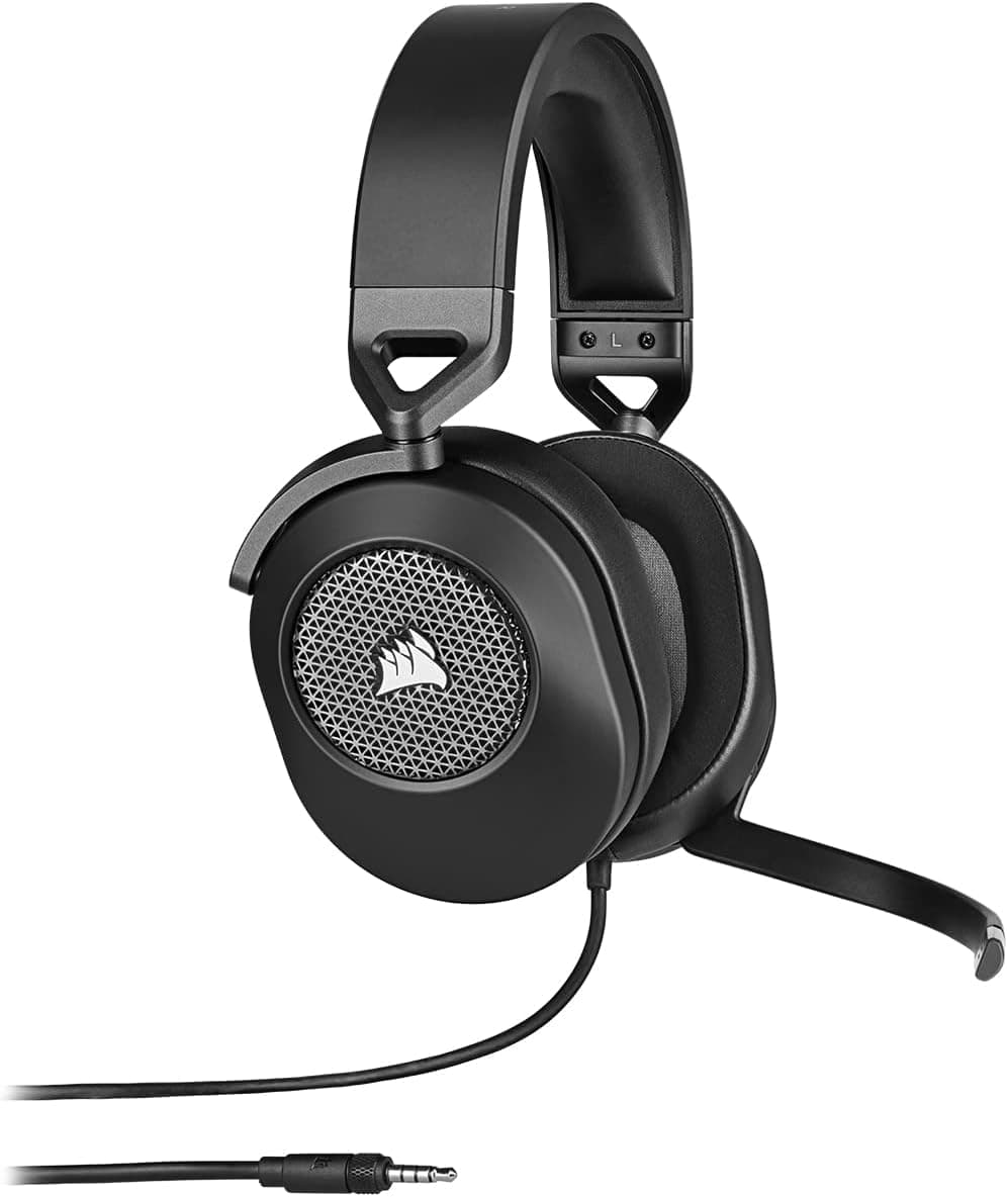Corsair HS65 SURROUND Auriculares Multiplataforma con Cable para Juegos - Sonido envolvente Dolby 7.1 - SonarWorks SoundID -Compatible iCUE - PC, Mac, PS5, PS4, Xbox, Nintendo Switch, Móvil - Carbono