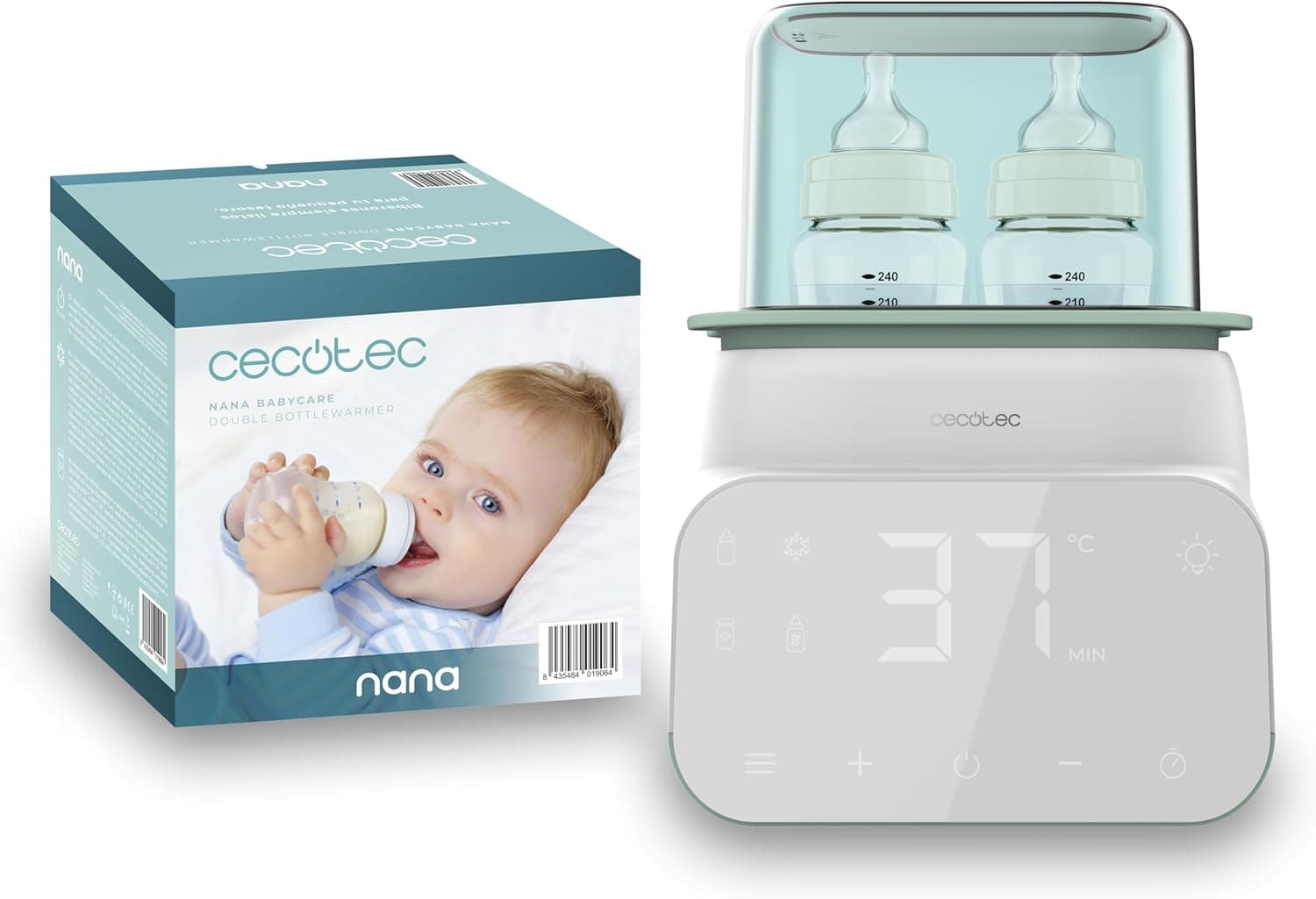 Cecotec Nana BabyCare Double BottleWarmer | Aquecedor duplo de biberões com 4 modos e cesto, livre de BPA