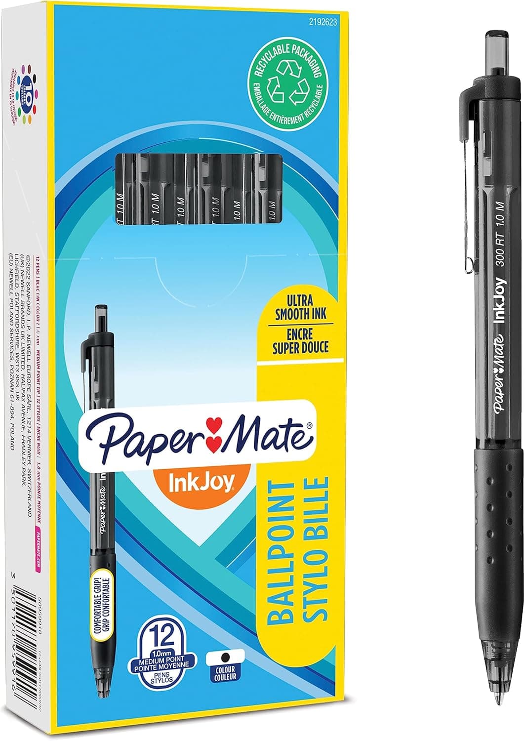 Paper Mate InkJoy 300RT Caneta retrátil | ponta média (1,0 mm) | preto | pacote de 12
