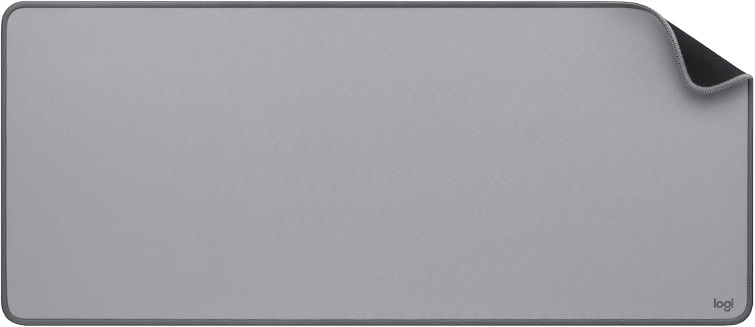 Logitech Desk Mat - Studio Series, multifuncional, tapete de rato grande, protetor de secretária, base antiderrapante, resistente a salpicos - cinzento