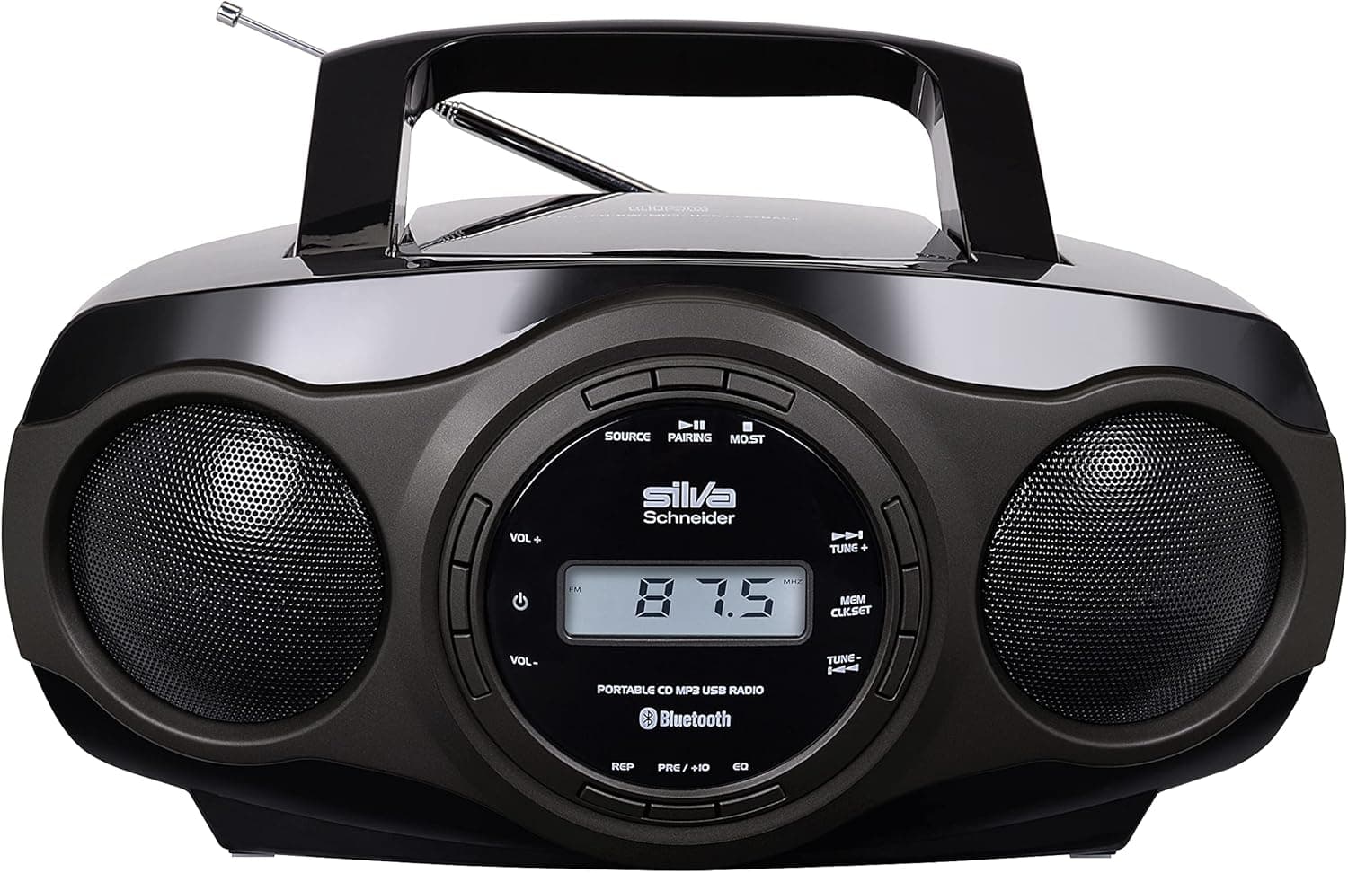 Silva Schneider MPC 17.7 BT UKW Rádio CD AUX, Bluetooth®, USB preto, teclado cinzento