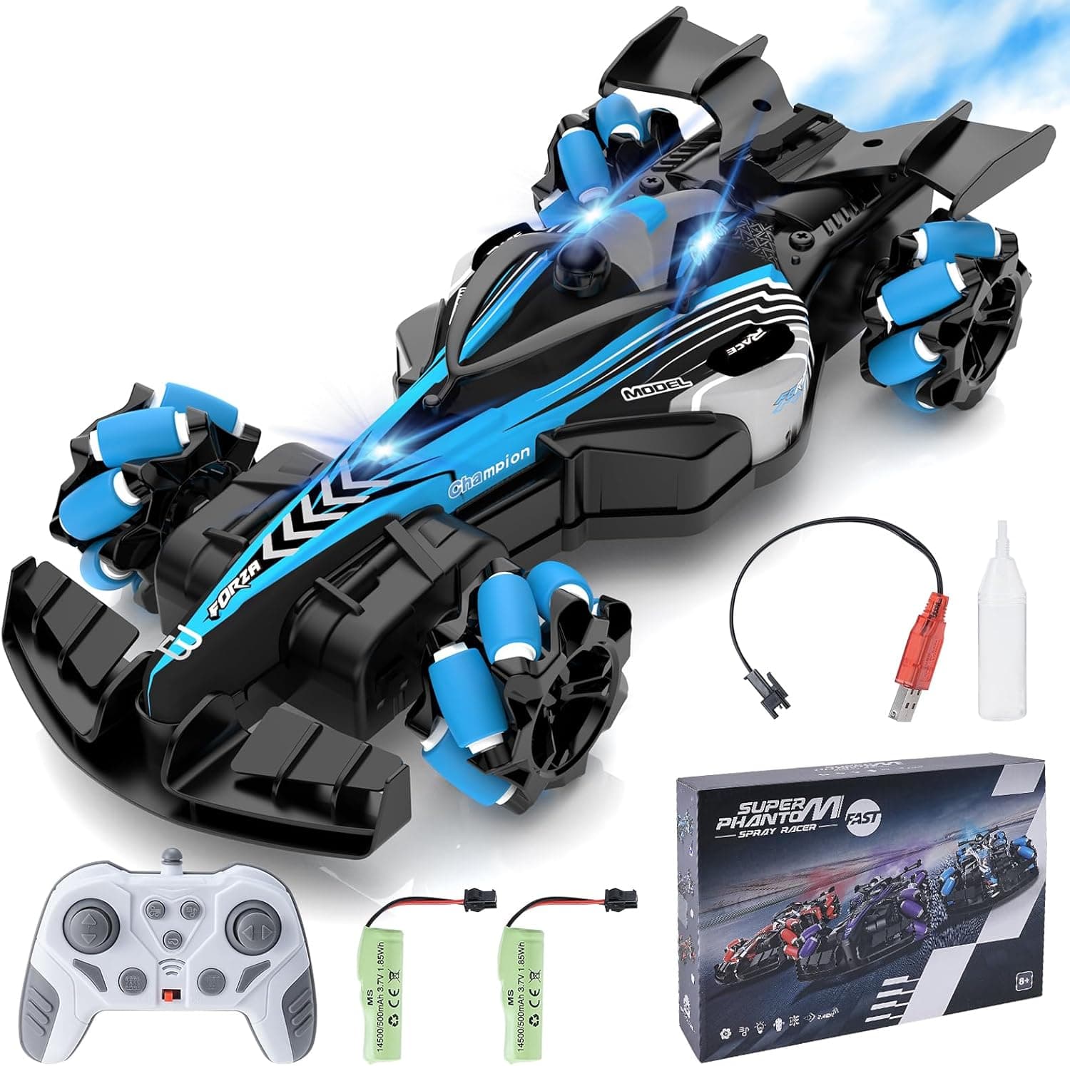 Coikes Carro telescópico crianças 2,4 GHz 4 WD carro crobacias telescópico rotação virar de 360 ° carro Drift RC Stunt Car com spray, música e luzes brinquedos crianças 8 9 10 11 12 13 anos criança
