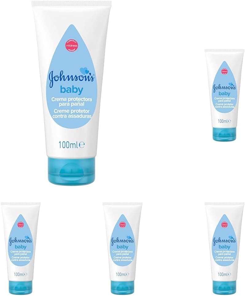 Johnson's Baby Creme protetor para fralda, creme hidratante para bebé que protege contra irritações, creme de fralda hipoalergénica para bebé e adequado para peles sensíveis, 100 ml x 5