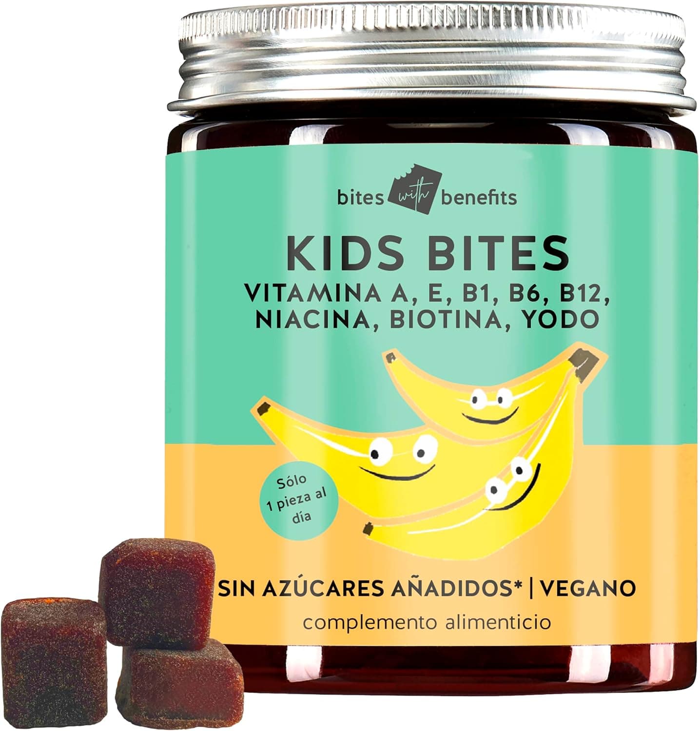 Bears with Benefits - Complexo multivitamínico infantil Kids Bites - Apoia o sistema imunitário - complexo B, vitaminas A e E, iodo - sem açúcar nem adoulcorantes - 30 unidades - Vegan