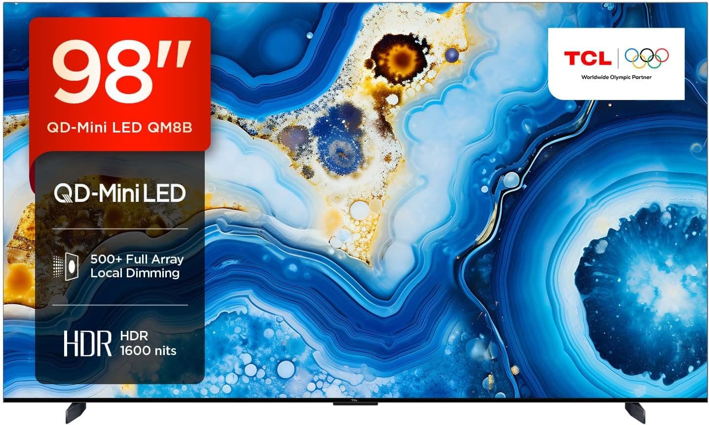 TCL 98QM8B TV MiniLED 98", QLED, 144 Hz, 4K HDR Premium 1600 nits, Google TV, Dolby Vision IQ & Atmos, Onkyo, Google Assistant integrado e Game Master Pro 2.0