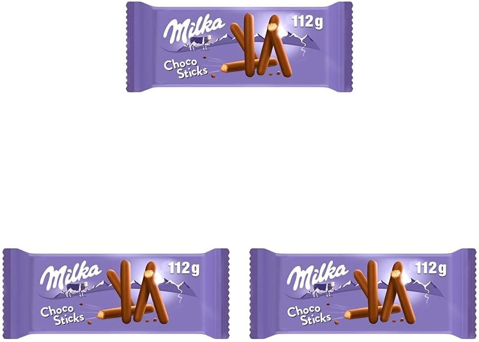 Milka Choco Sticks palitos de bolachas talheres de chocolate com leite dos Alpes 112 g 