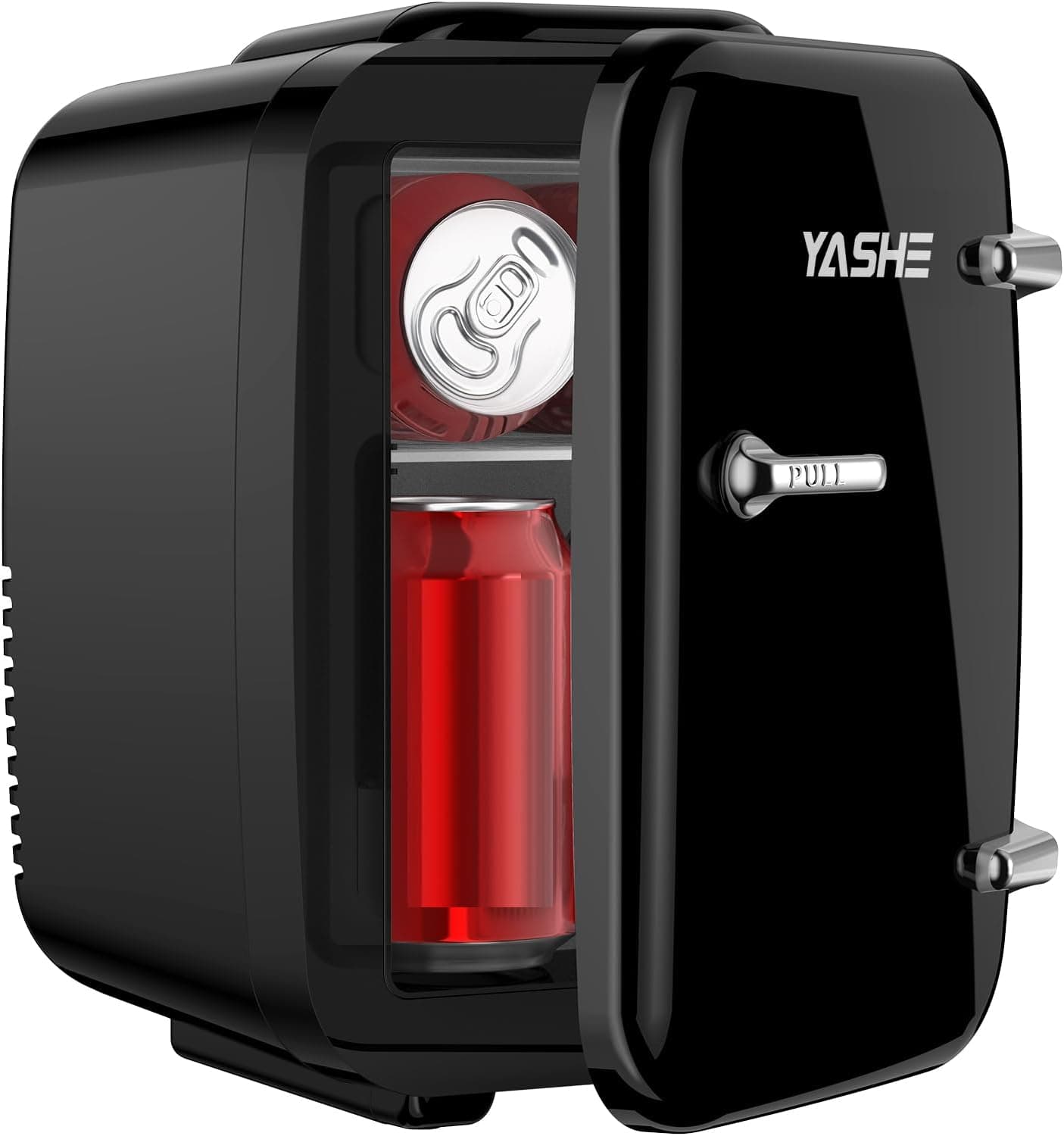 YASHE Mini frigorífico, 4 L pequeno frigorífico para quarto, CA 220 V/CC 12 V para carro, arrefecer e aquecer para quarto, portátil para escritório, secretária (preto)