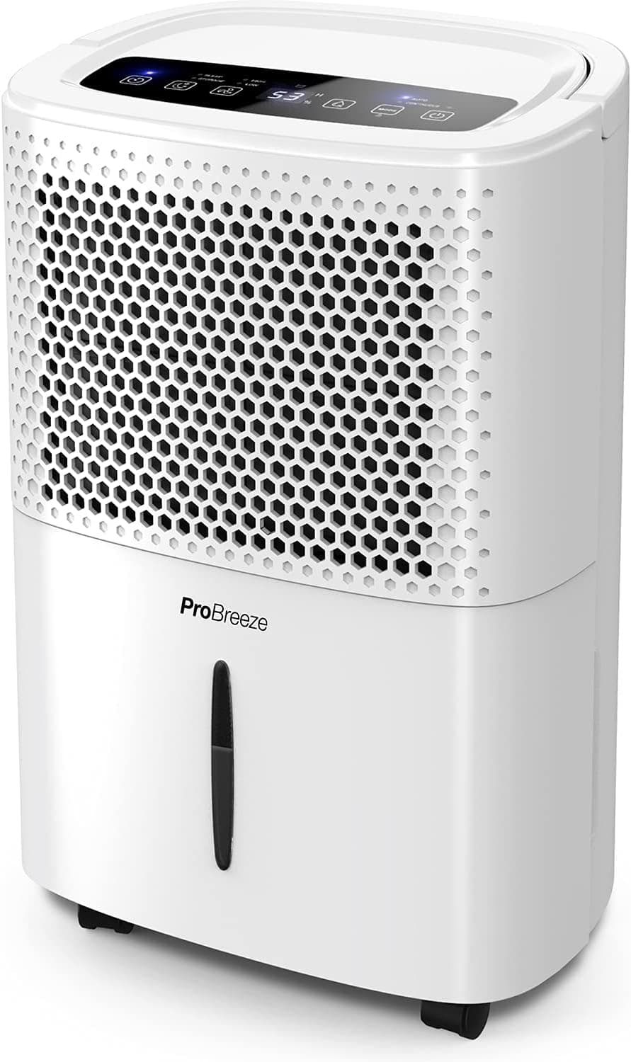 Pro Breeze Desumidificador ,12 litros/dia, com ecrã digital de humidade, modo de repouso, drenagem contínua, secagem de roupa e temporizador de 24 horas, ideal para humidade e condensação