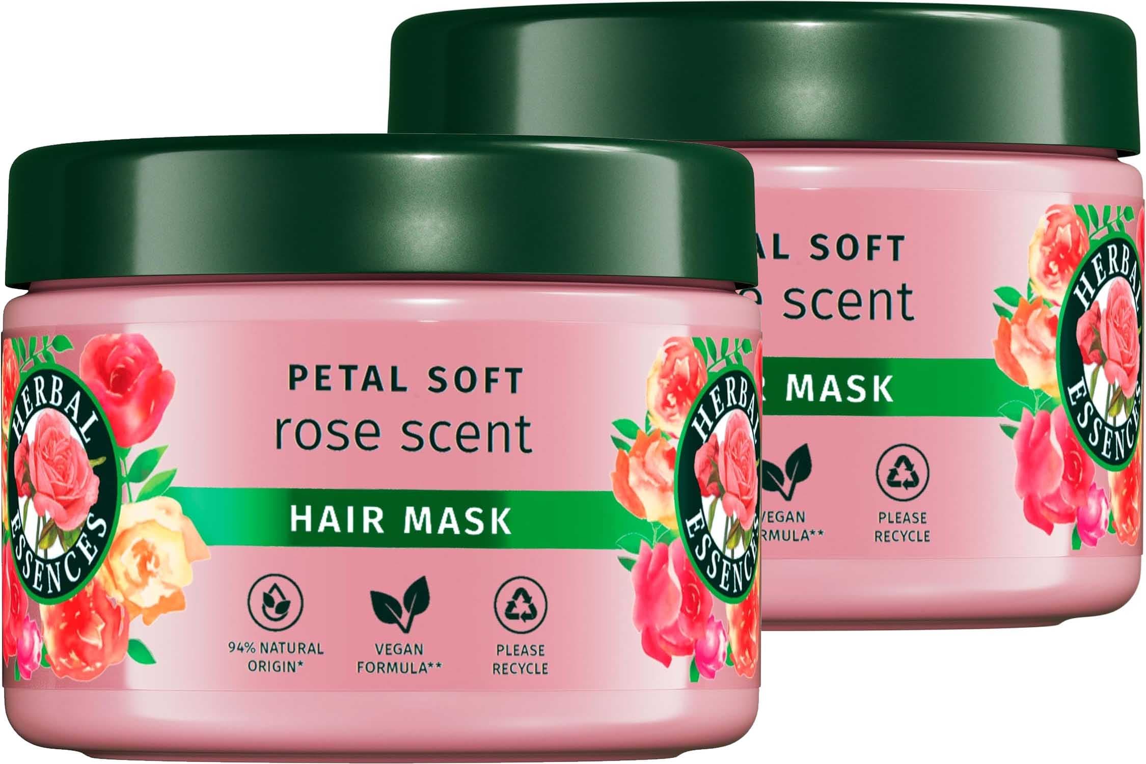 Herbal Essences Suavidade máscara aroma a rosas, 500 ml, hidrata o cabelo seco