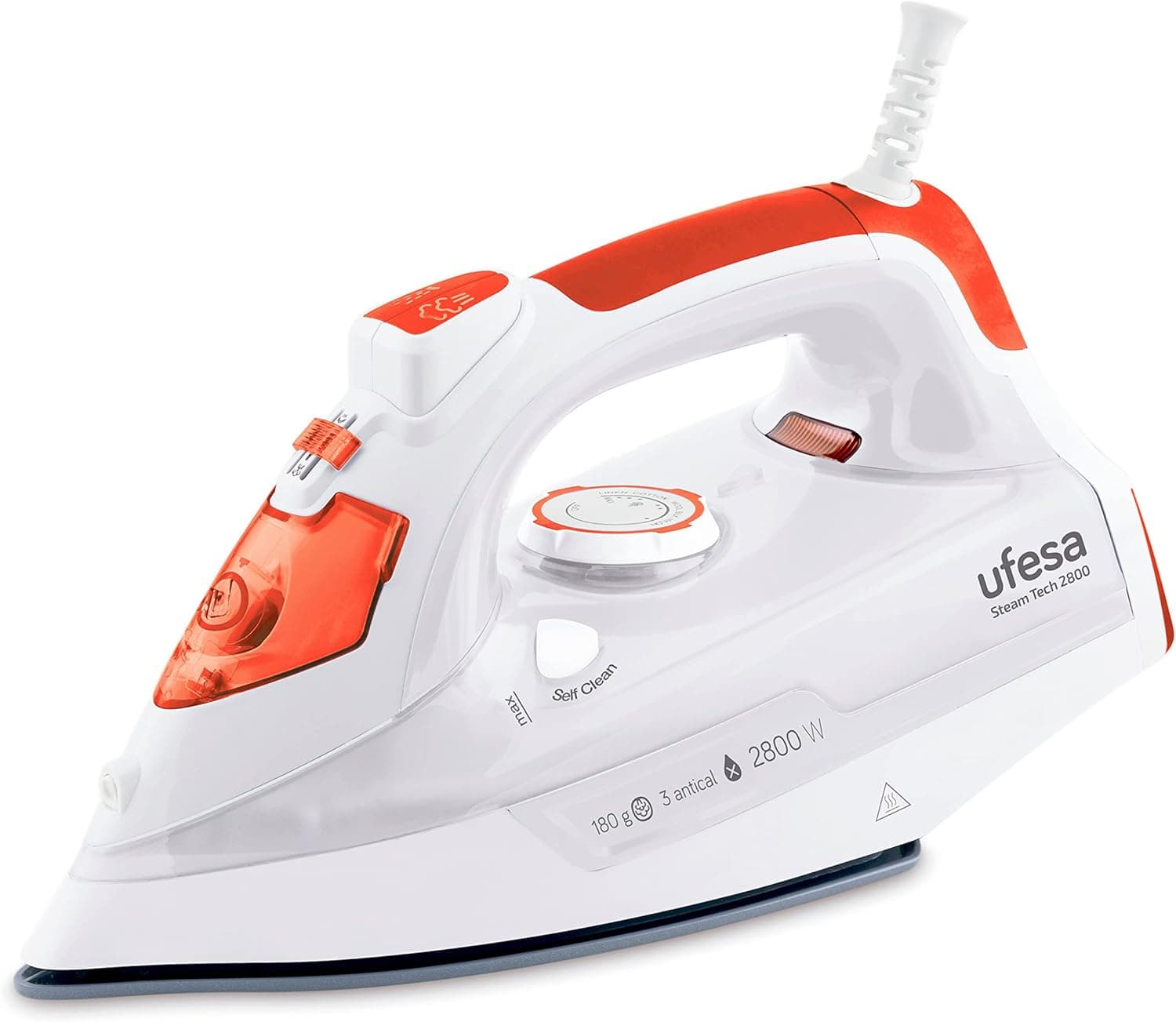 Ufesa Steam Tech 2800 | Ferro a vapor vertical e horizontal com 2800 W, golpe de vapor 180 g e base cerâmica