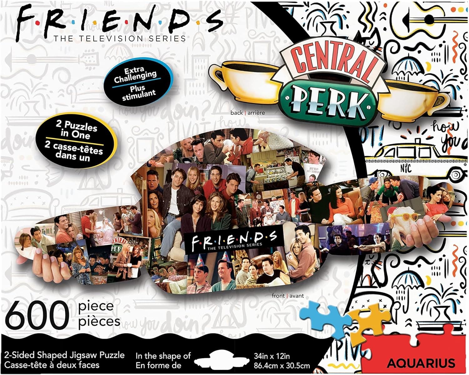 NMR Distribution 75029 Central Perk Double Face Puzzle 600 peças, 86 x 30 cm