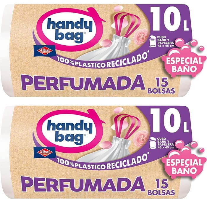 Handy Bag Sacos de lixo perfumados especiais casa de banho - 100% plástico reciclado, 30 sacos de 10L
