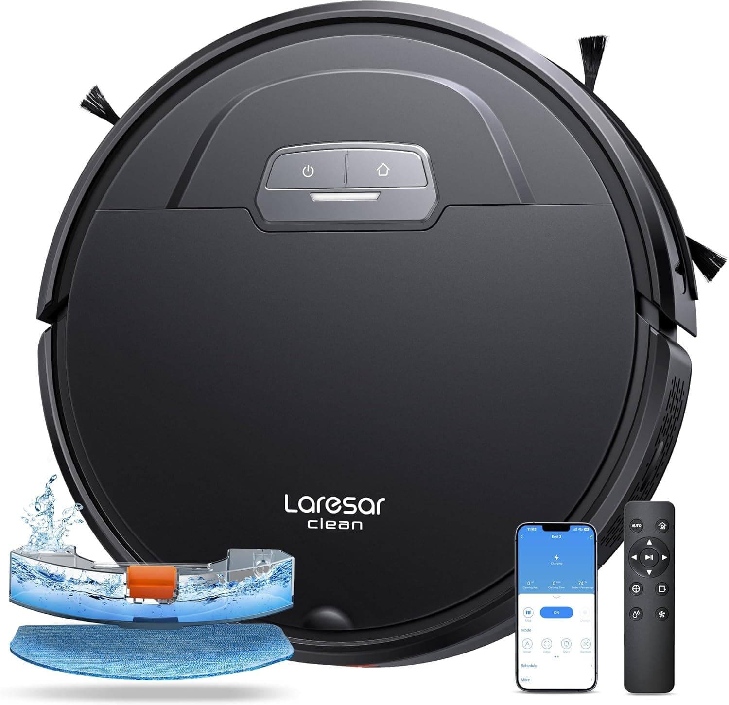 Laresar Clean Robot aspirador e lavatório de chão, 4500 pa aspirador robô, robô limpeza automática 3 em 1, bateria de longa duração, compatível com Alexa/WiFi/App, para pêlos de animais de estimação