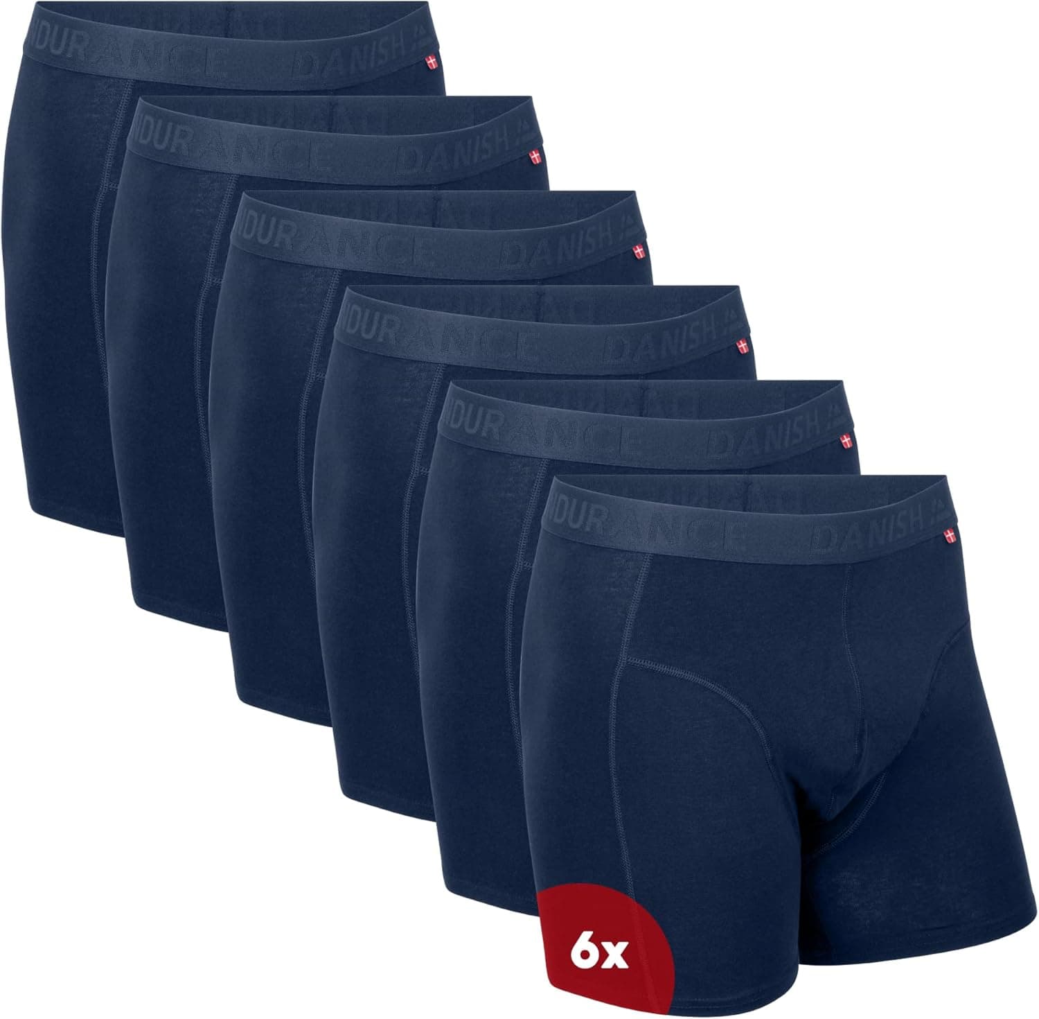 DANISH ENDURANCE Boxers de algodão orgânico premium para homem, pack de 6