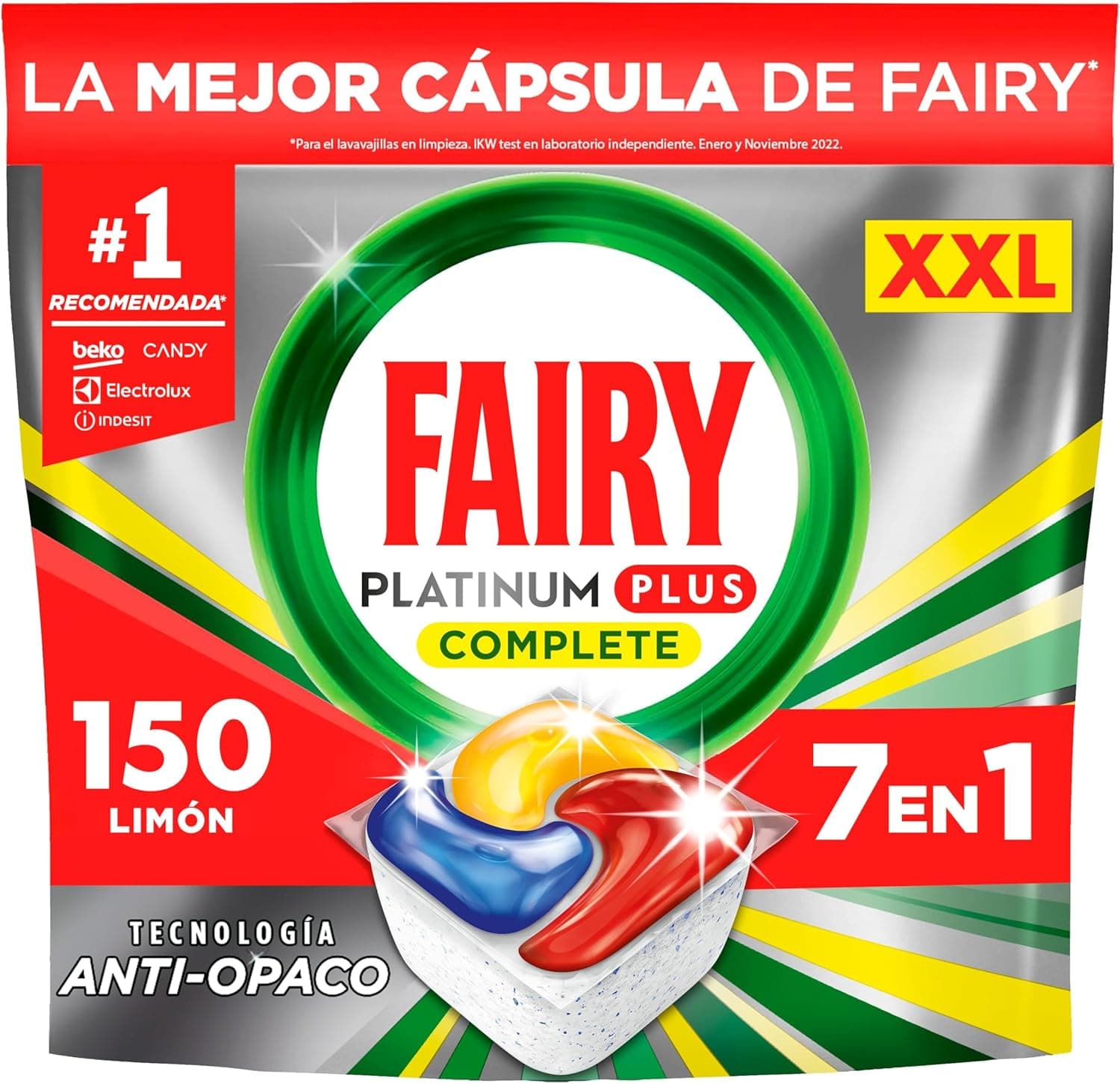 Fairy Platinum Plus Limão cápsulas de máquina de lavar louça, tudo em um, 150 cápsulas, a nossa melhor limpeza que deixa os pratos como novos, elimina a falta de brilho e evita o calcário