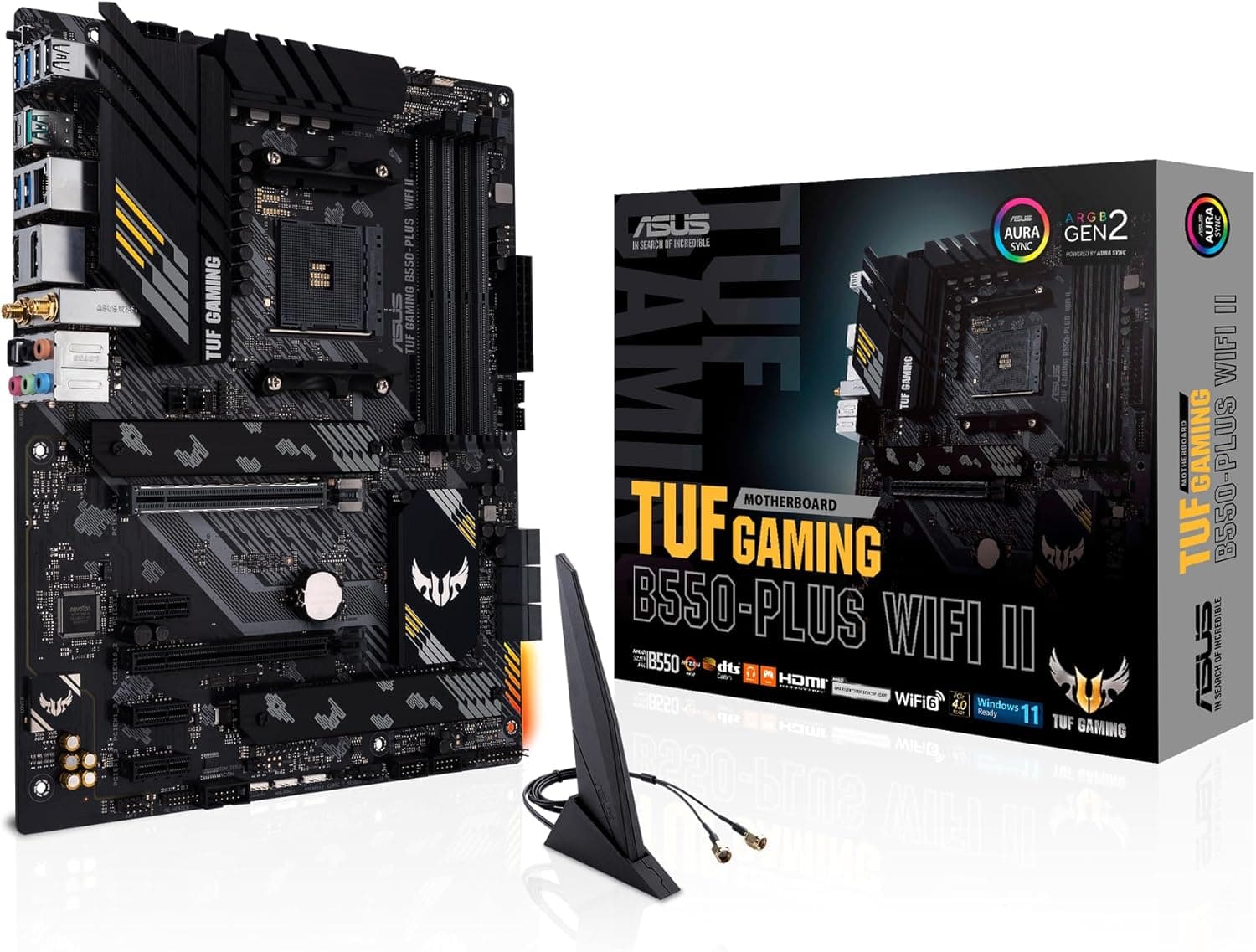 ASUS TUF Gaming B550-PLUS WiFi II Placa base de Gaming ATX AMD B550 (Ryzen AM4) (PCIe 4.0, dois M.2, VRM de 10 fases, 2,5 GB Ethernet, SATA 6 Gbps, Thunderbolt 3 e Aura Sync RGB. ), preto