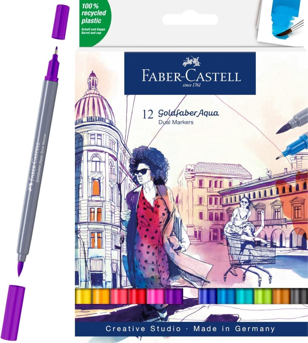 Faber-Castell - 164612 - Goldfaber Aqua Dual Markers. Pacote de 12 sortidos