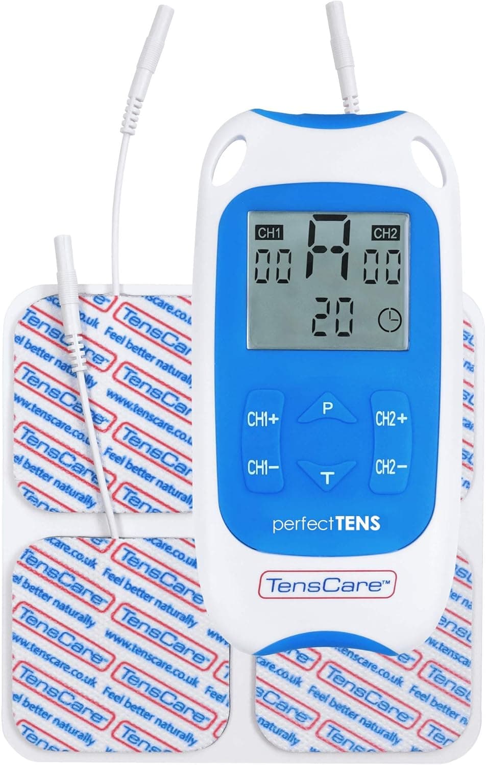 TensCare Perfect Tens | Eletroestimulador TENS para alívio de dores com 2 canais e programas eficazes para costas e articulações