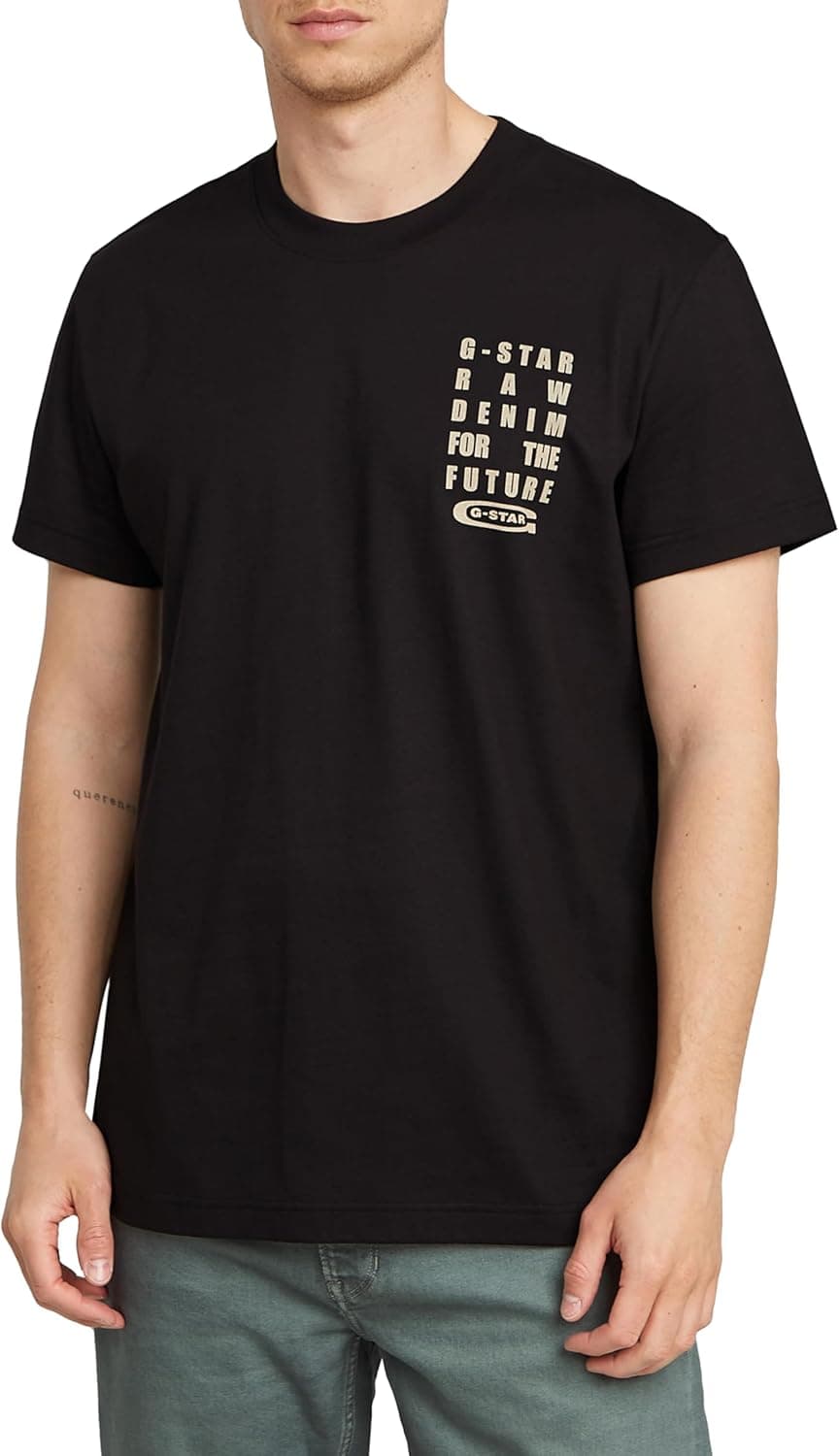 G-STAR Homem Text Chest T-Shirt S Negro (Dk Black D25968-c506-6484)