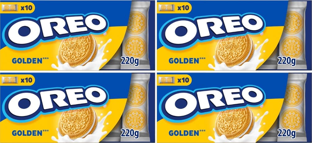 Oreo Golden bolachas de baunilha recheadas com creme sabor baunilha 220 g