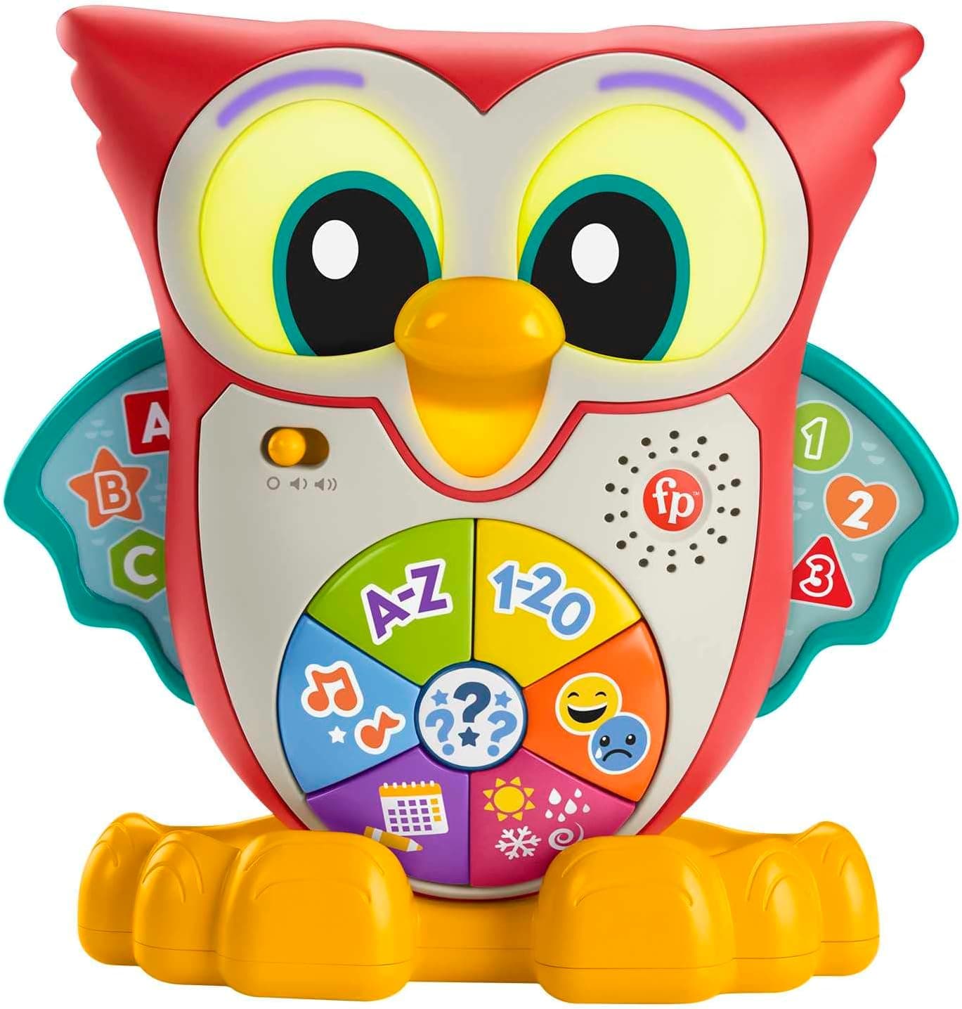 Fisher-Price Coruja Linkimals, edição francesa, brinquedo educativo musical com luzes e movimentos. Para bebés e crianças + 18 meses, HJM69