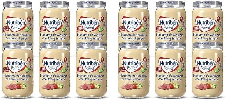 Nutribén Comida para Bebês | Pote de Ensopado de Legumes com Frango e Carne | Para bebês a partir de 6 meses | Sem amido | Sem adição de açúcares | Sem glúten | Pacote com 6 unidades (Pacote com 2)