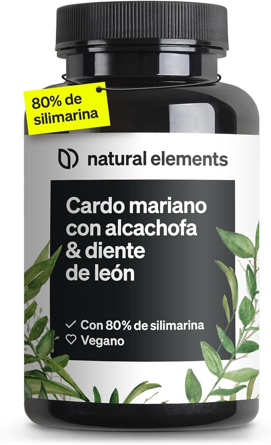 Complexo de cardo mariano, alcachofra e dente-de-leão, 120 cápsulas, alta dosagem com 80% de silimarina, sem estearato de magnésio, vegano