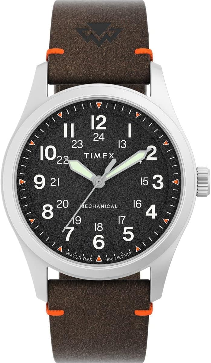 Timex Expedition North Relógio mecânico de 38 mm para homem, castanho ecológico, correia de desbloqueio rápido de duas peças, mostrador preto, caixa de aço inoxidável TW2V64300, Castanho, Expedition