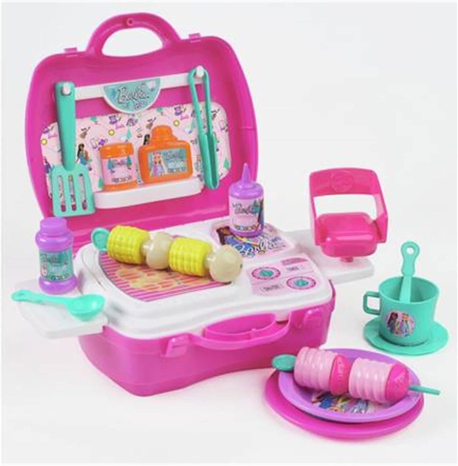 Grandi Giochi Barbie Glamping Briefcase Set BAR42000 | Mala de brincadeira glamping multicolor com acessórios para bonecas
