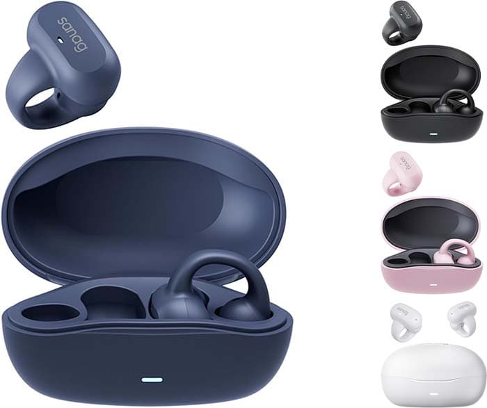SANAG Z50SPro Auriculares sem fios, auriculares abertos Bluetooth 5.3 HiFi estéreo, com 56H de reprodução, ajuste confortável, auriculares desportivos/caminhadas/vida diária, azul