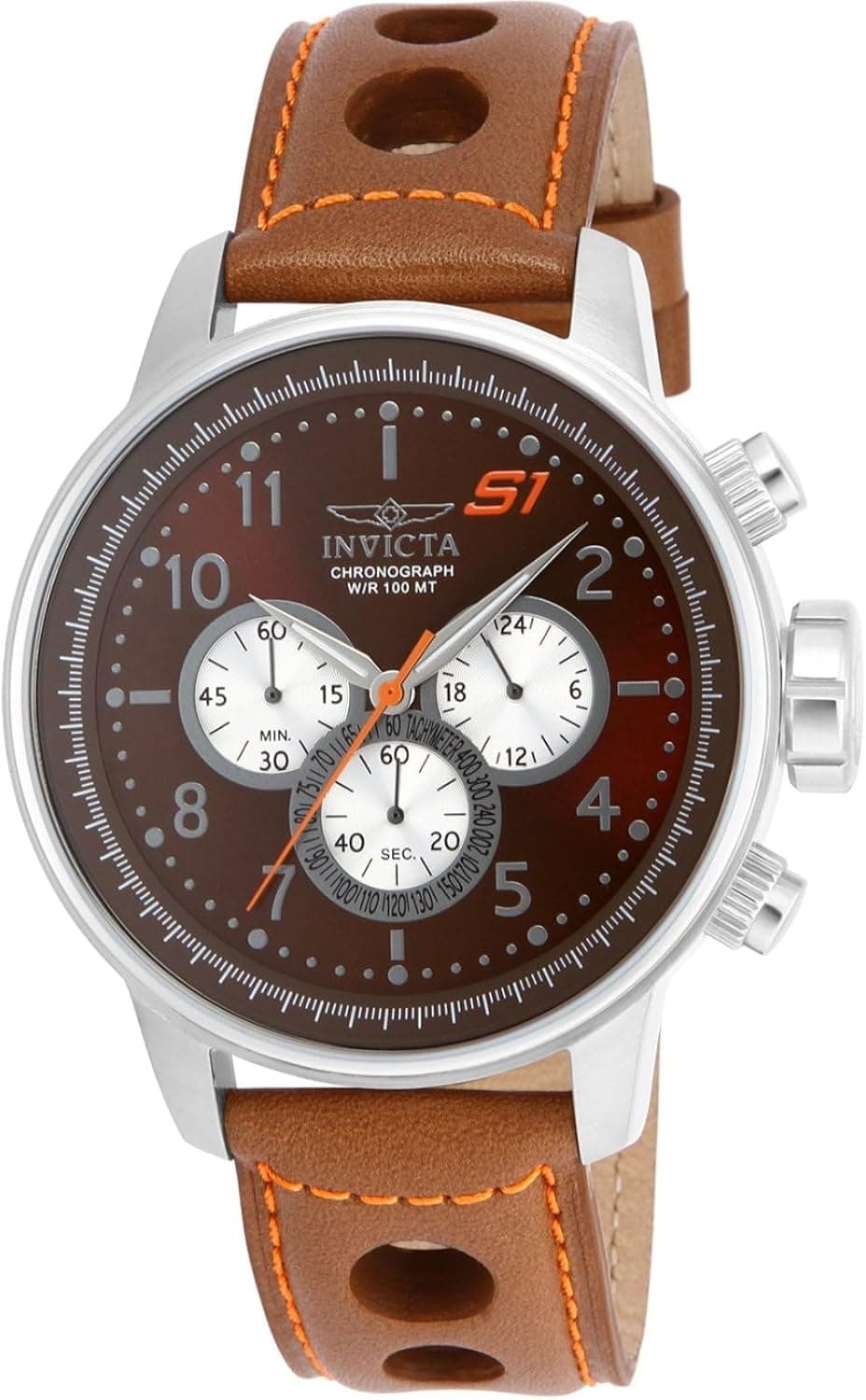 INVICTA S1 Rally 16015 Relógio para homem - impermeável - analógico - movimento quartzo - aço inoxidável com mostrador preto - 48 mm, Castanho/castanho, Correia