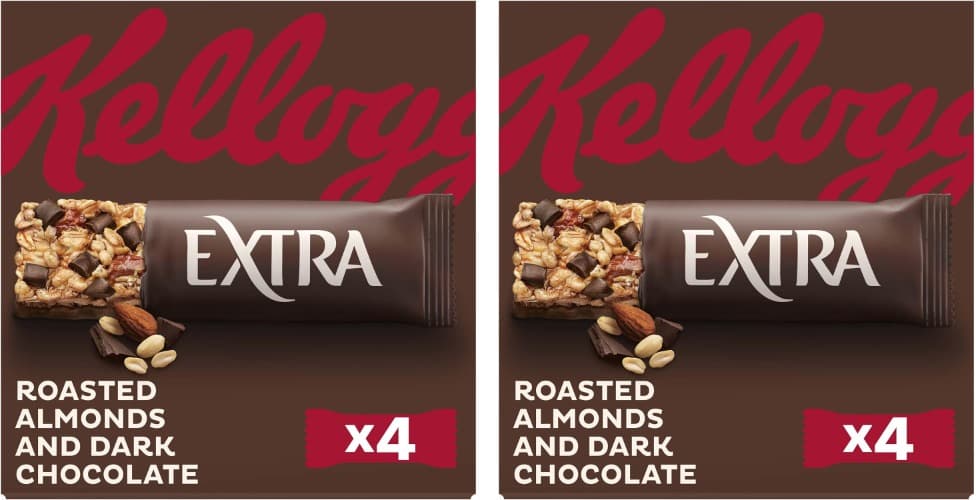 Kellogg's Extra barras de chocolate e amêndoas, 32 g x 8