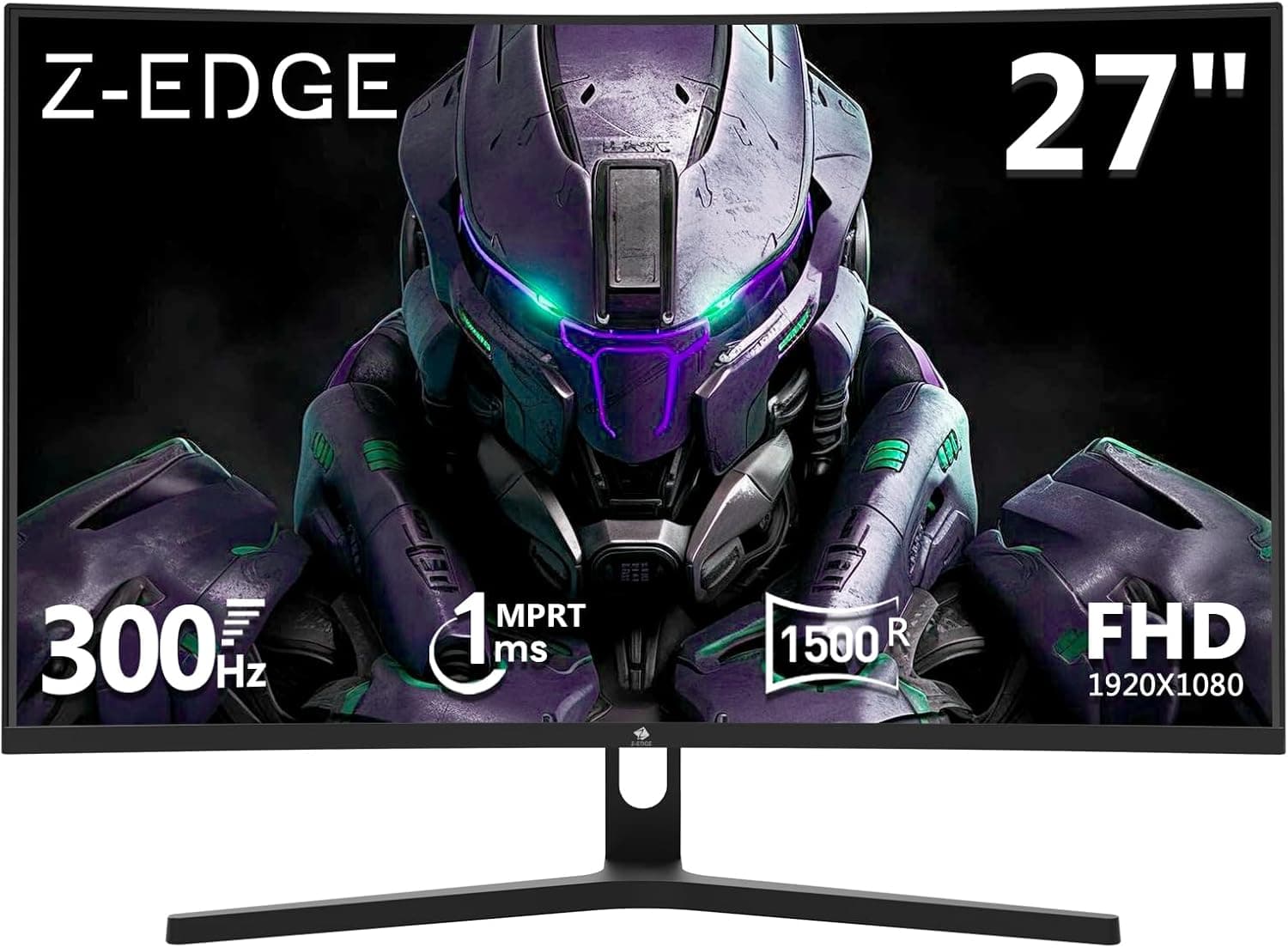 Z-Edge Monitor Gaming PC curvo 27'' 300 Hz (DP1,4 x 2), 1 ms MPRT, FreeSync, FHD, 240 Hz (HDMI2,0 x 2), ecrã LED de 16:9, inclinação ajustável, HDR, VA, 3000 0:1, V ESA 100 x 100 mm (cabo DP incluído)
