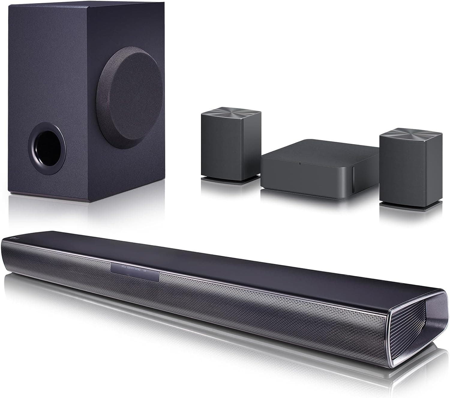 LG SQC4R Barra de som inteligente, 220 W, 2,1 canais, som de envoltório Dolby digital com baixos potentes, ampla conectividade, HDMI, Bluetooth, USB, entrada ótica e Android / iOS, cor preta