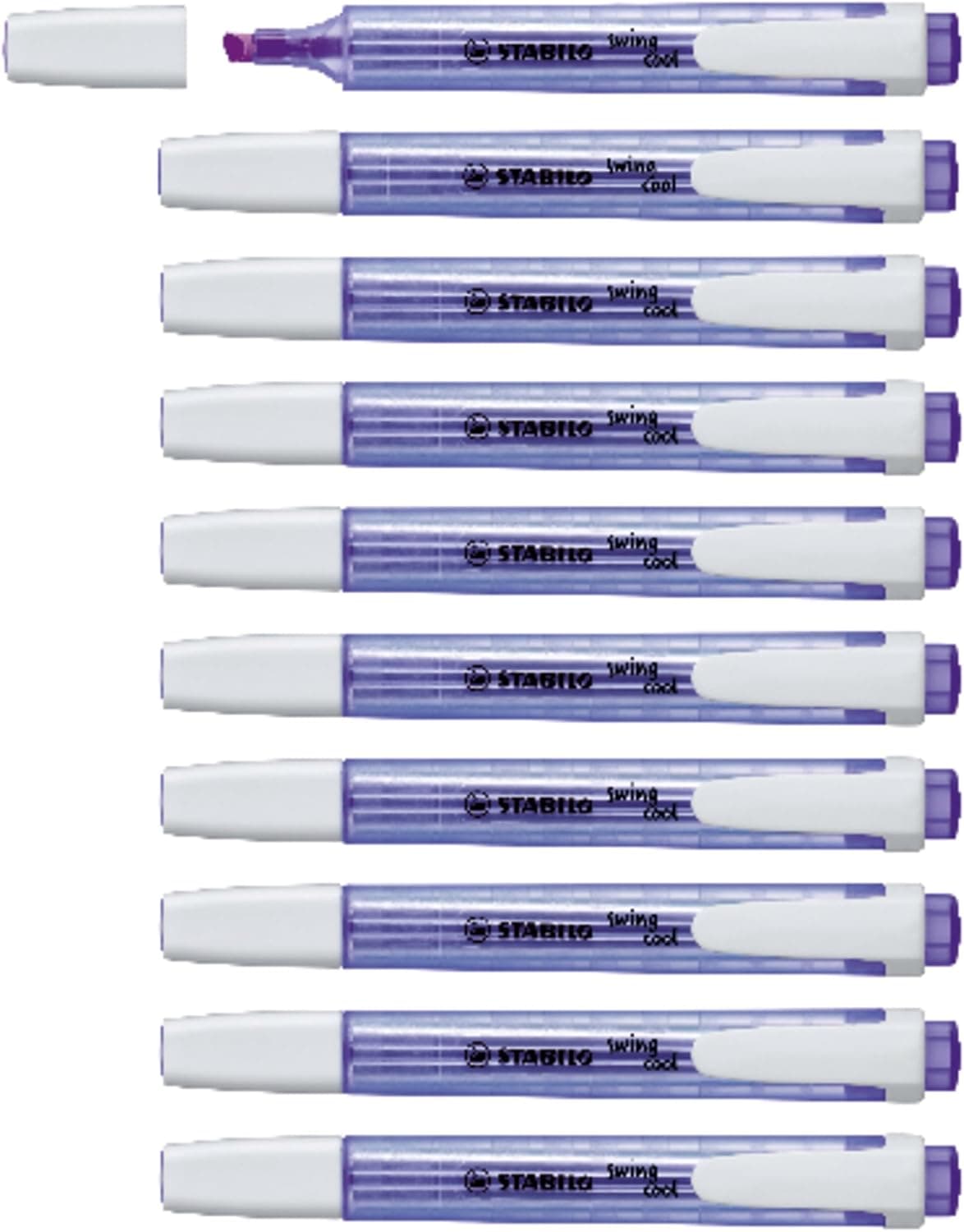 Marcador fluorescente STABILO swing cool - caixa com 10 unidades - cor lavanda