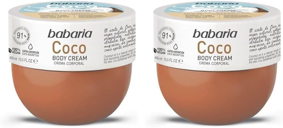 Babaria Creme corporal hidratante Coco 400 ml (embalagem de 2)