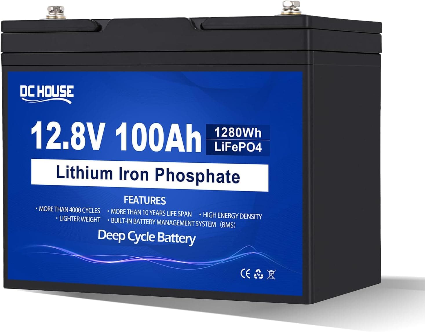 Bateria DCHOUSE 12 V 100 Ah LiFePO4, proteção de baixa temperatura, BMS 100 A melhorado, até 15000 ciclos, auto-caravanas, painéis solares, caravanas, campismo